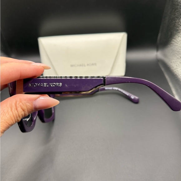 Michael Kors Lavender Leopard Print Square Sunglasses with Case - Picture 5 of 7